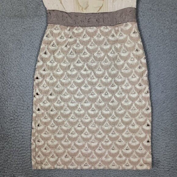 Anthropologie Floreat Sheath Dress Women's 0 Beige Babergh Tapestry Cap Sleeve - Picture 5 of 16